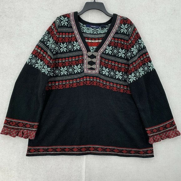 Denim 24/7 Black and Red Patterned Sweater - Picture 8 of 8